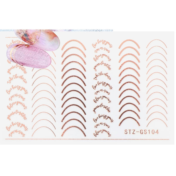 3D Lines Nail Stickers DIY Rose Gold Metal Stripe Lines Letters Decals Curve Nail Art Sliders Self Adhesive Decorations Manicure - happyshop365247
