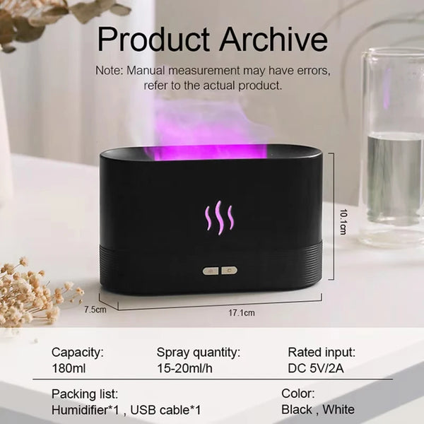Vissko Aroma Flame Diffuser 180ML Air Humidifier Ultrasonic Aromatherapy Cool Mist Maker Essential Oil Lamp Difusers For Home - happyshop365247