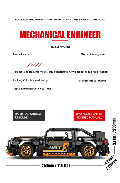 ToylinX 1/18 Sports Car Series Collectible Car 520pcs Building Technology Model Boy Kids Educational Racing Toy for Festive gift - happyshop365247