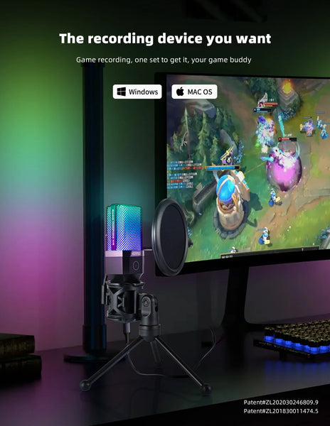 Condenser Professional Microphone Mic For PC Laptop Computer Gaming USB Wired Streaming Podcast Studio Mike Kit Gamer Accessory - happyshop365247