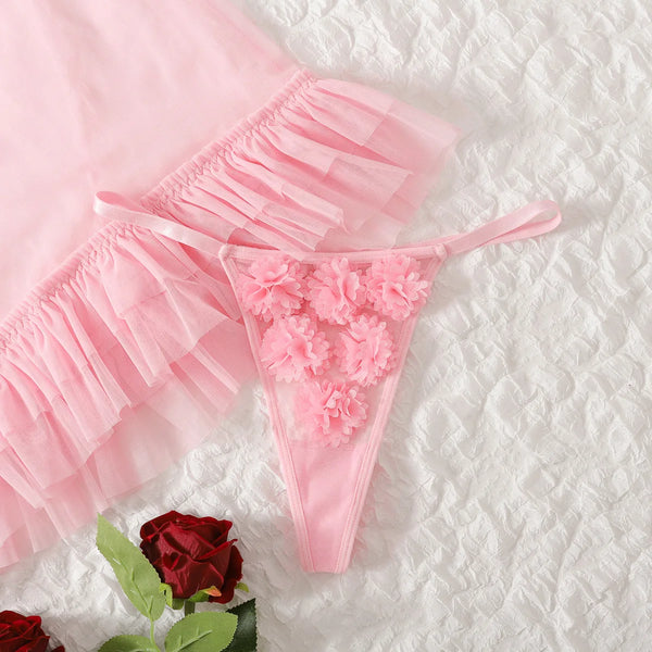 Sexy Babydolls Flower decoration perspective suspender mesh beach wind fuck nightgowns call of the night promotions 99% sales - happyshop365247