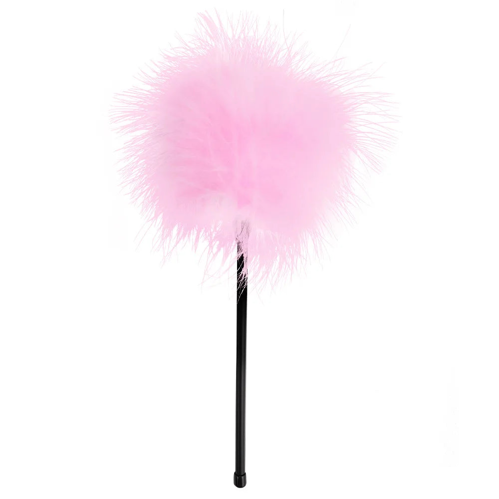 Tease Tickle with Soft Artificial Feather Short Handle Easy to Hold Punishment Spankign Whip BDSM Sex Toys for Women and Couples