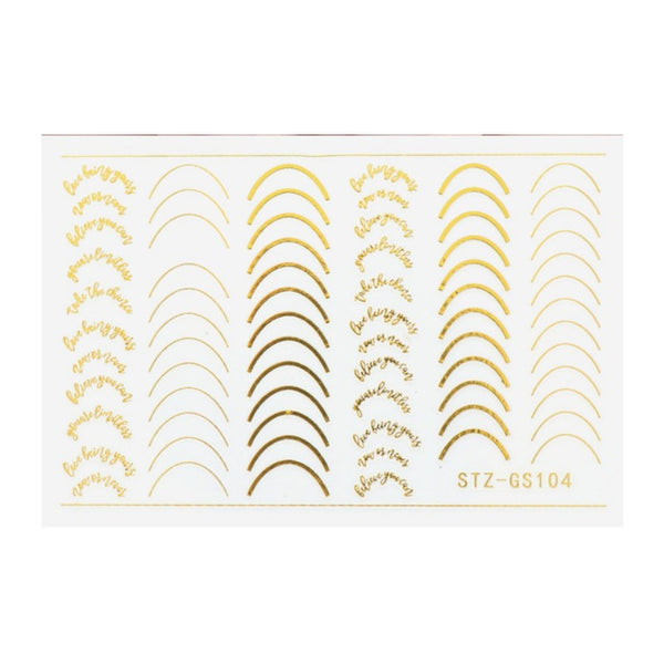 3D Lines Nail Stickers DIY Rose Gold Metal Stripe Lines Letters Decals Curve Nail Art Sliders Self Adhesive Decorations Manicure - happyshop365247