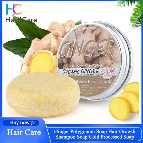 Ginger Polygonum Soap Hair Growth Shampoo Soap Pure Plant Organic Handmade Cold Processed Fast Growth Shampoos Hair Care Soaps - happyshop365247