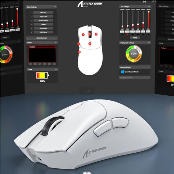 Attack Shark R1 Bluetooth Mouse,18000dpi,PAW3311,Wiredless Tri-mode Connection, Macro Gaming Mouse - happyshop365247