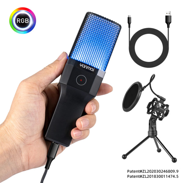 Condenser Professional Microphone Mic For PC Laptop Computer Gaming USB Wired Streaming Podcast Studio Mike Kit Gamer Accessory - happyshop365247