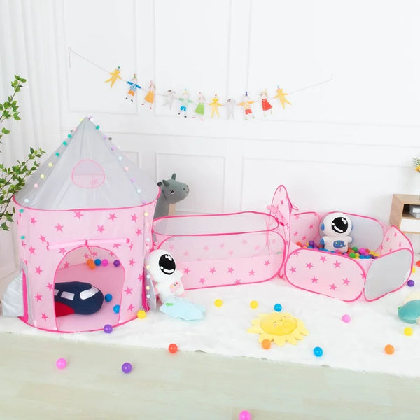 3 In 1 Tunnel Spaceship Tent House Play Toys Foldable Children Crawling Portable Ocean Pool Houses Toy Tents For Girls & Boys - happyshop365247