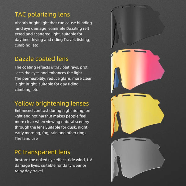 ROCKBROS Cycling Polarized Glasses 4Lens Interchangeable Myopia Frame Sunscreen UV400 Protection Sunglasses Men MTB Bike Glasses - happyshop365247