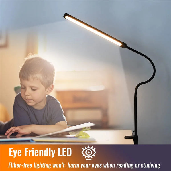 Double Head LED Clip Desk Lamp Architect Table Lamp for Home Office Lighting 3 Color Mode and 10 Dimmable Eye Protect Desk lamps - happyshop365247