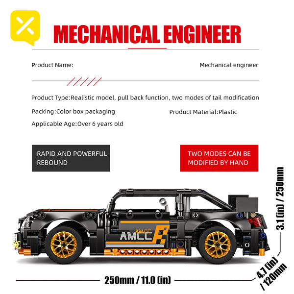 ToylinX 1/18 Sports Car Series Collectible Car 520pcs Building Technology Model Boy Kids Educational Racing Toy for Festive gift - happyshop365247