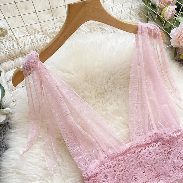 Babydolls Perspective polka dot deep V-mesh call of the night fuck nightgowns promotions 99% sales sexy female intimate Sex shop - happyshop365247