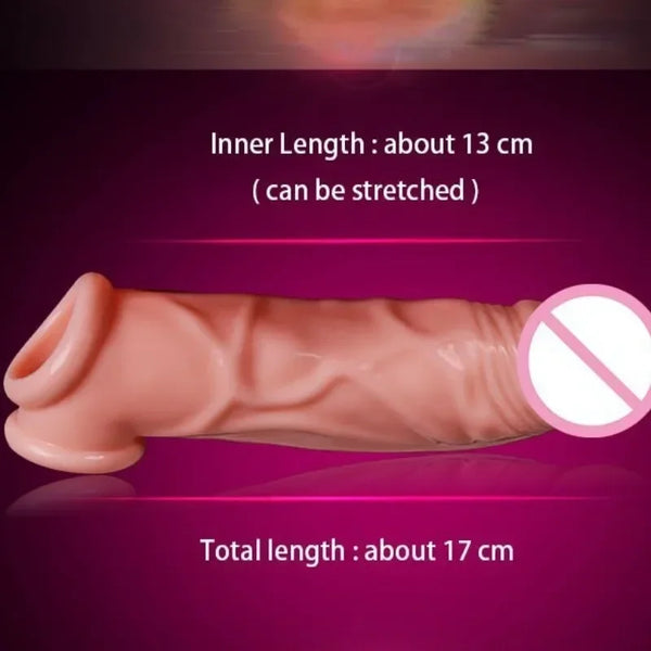 Penis Sleeve Reusable Silicone Condom Enlargement Extender Enhancer Penis Cocks Cover Adult Sex Toys for Men Sexes Accessoires - happyshop365247