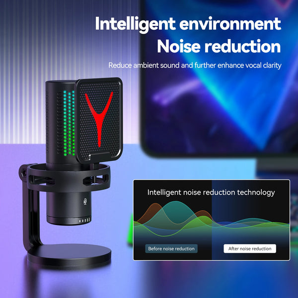 Condenser Professional Microphone Mic For PC Laptop Computer Gaming USB Wired Streaming Podcast Studio Mike Kit Gamer Accessory - happyshop365247