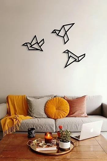 Metal Wall Decor and Art, Origami Birds, Metal Design on Wall, metal Art Decor Home Office Decoration Living Room Decor - happyshop365247