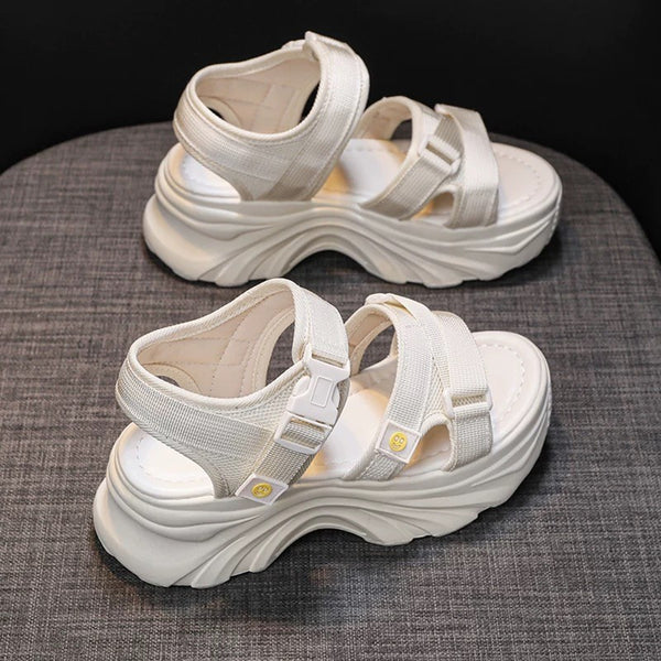 Dad sandals for women, thick-soled wedge heel ole height-increasing women's shoes, Velcro beach shoes - happyshop365247