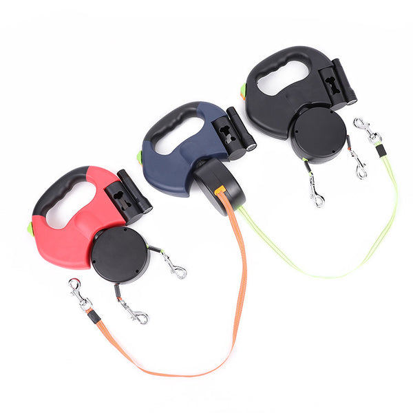 Retractable Dog Leash For Small Dogs Reflective Dual Pet Leash Lead 360 Swivel No Double Dog Walking Leash With Lights Pet Products - happyshop365247