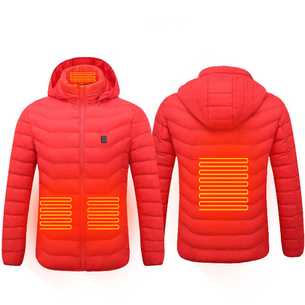 Men Heated Puffer Jacket Electric Heating Coat Insulated Hood Windbreaker 9Heat Zones - happyshop365247