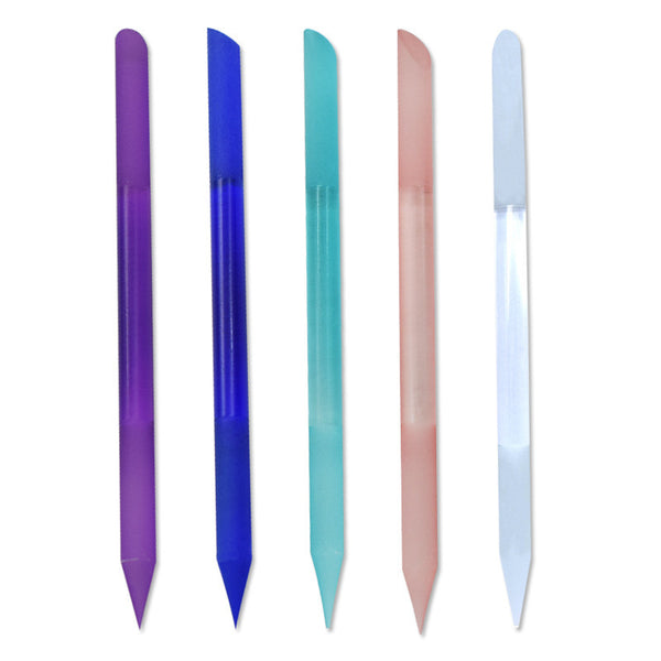 Full-color Cylindrical Glass Nail File Manicure Implement Manicure Household Double-headed Nail-free - happyshop365247