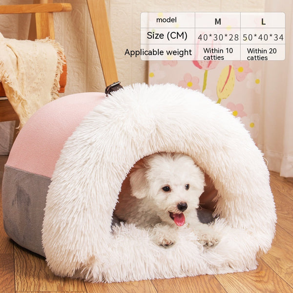 New Splice Portable Pet Nest Portable Autumn And Winter Warm Dog Nest Moisture-proof Long Fur Cat Nest Cross Border Pet Nest - happyshop365247