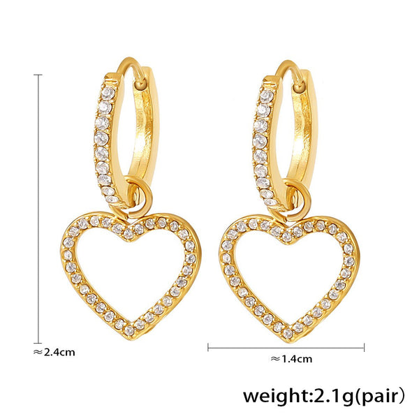 18K gold geometric inlaid gemstones exquisite design dazzling earrings - happyshop365247