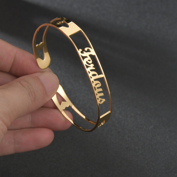 Customized Name Bracelet Personalized Custom Bangles Stainless Steel Jewelry - happyshop365247