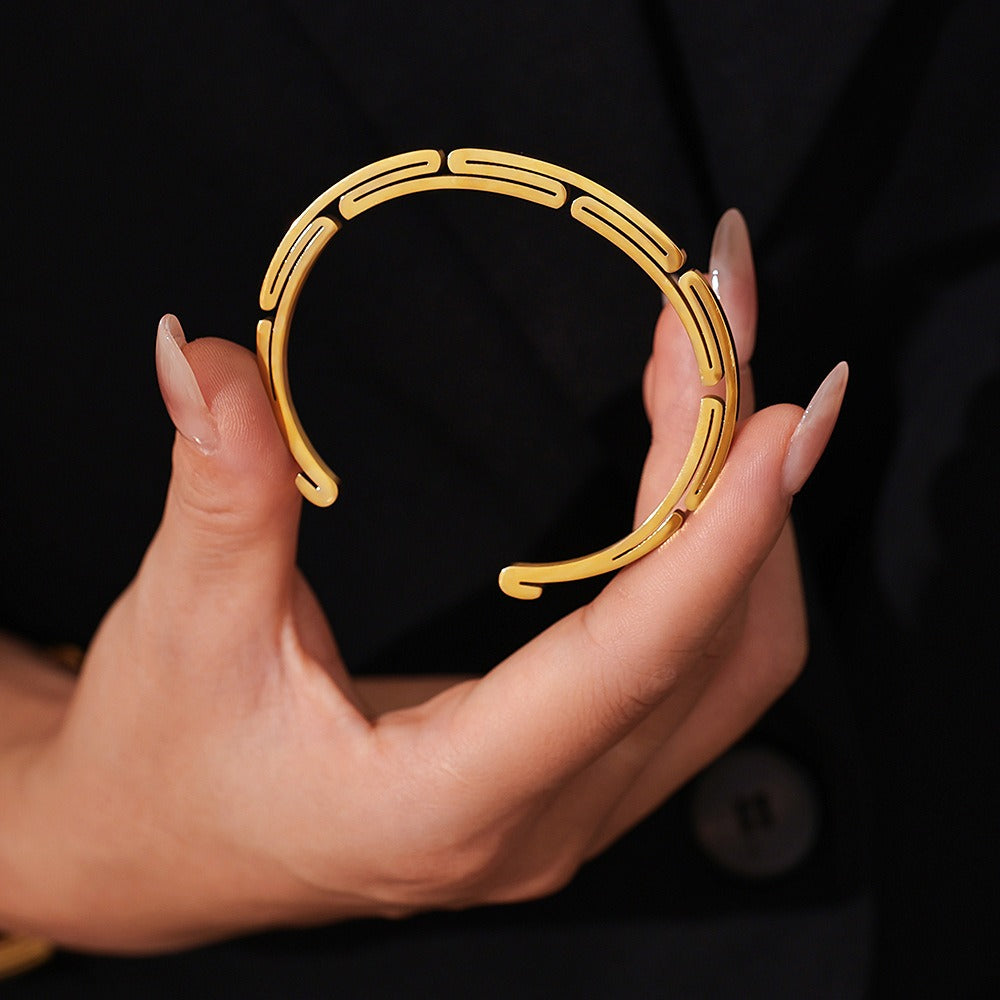 18K gold multi-layer design trendy unique open bracelet - happyshop365247