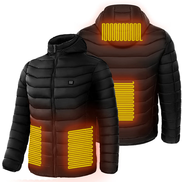 Men Heated Puffer Jacket Electric Heating Coat Insulated Hood Windbreaker 9Heat Zones - happyshop365247