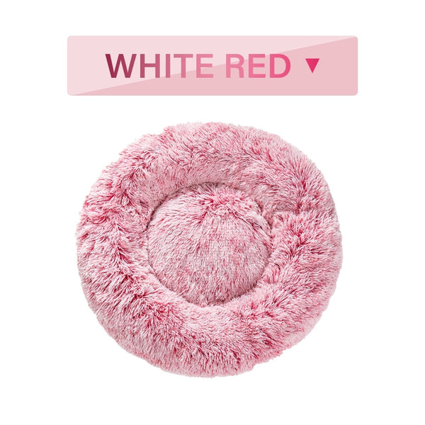 Fluffy Donut Dog Bed Warm Soft Long Plush Pet Cushion Dog House Cat Bed Washable Pet Sofa Mat Calming Samll Large Dog Beds - happyshop365247