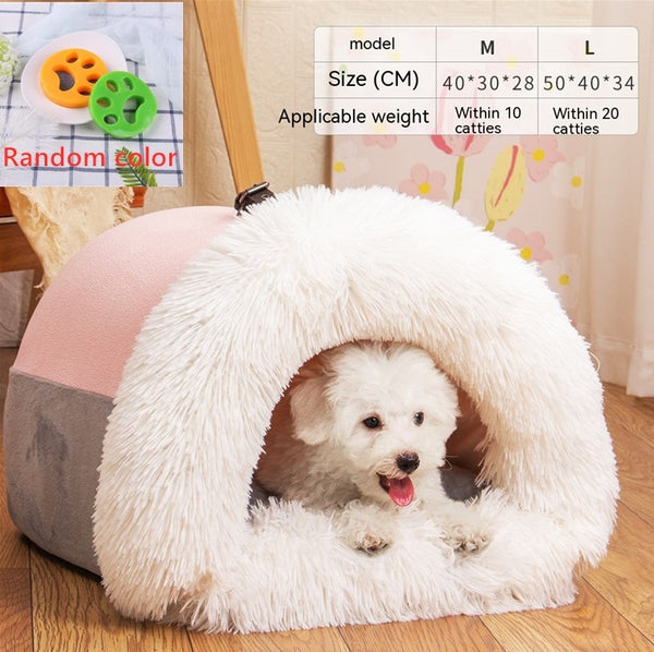 New Splice Portable Pet Nest Portable Autumn And Winter Warm Dog Nest Moisture-proof Long Fur Cat Nest Cross Border Pet Nest - happyshop365247