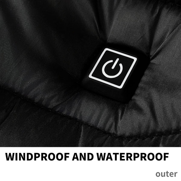 Men Heated Puffer Jacket Electric Heating Coat Insulated Hood Windbreaker 9Heat Zones - happyshop365247