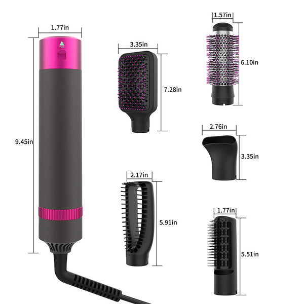 Professional 5 In 1 Hair Dryer Brush Dryer And Straightening Brush Electric Hair Styling Tool Automatic Hair Curler Beauty Supplies Gadgets - happyshop365247