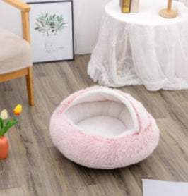 2 In 1 Dog And Cat Bed Pet Winter Bed Round Plush Warm Bed House Soft Long Plush Pets Bed Pet Products - happyshop365247