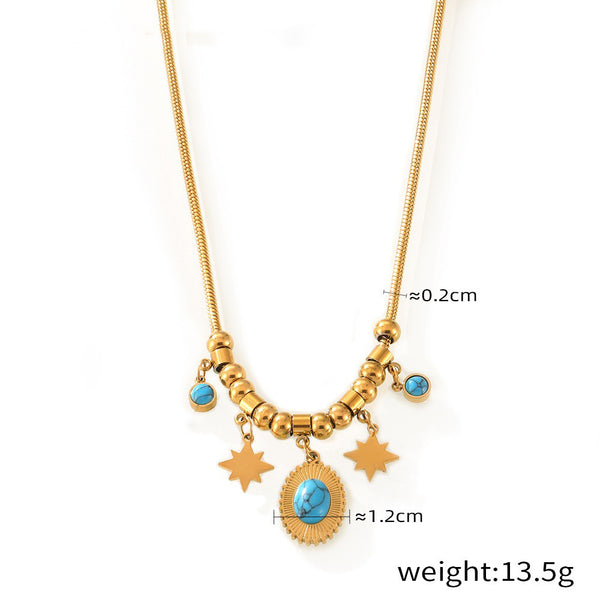 18K gold exquisite and noble butterfly/gemstone-inlaid design light luxury style necklace - happyshop365247