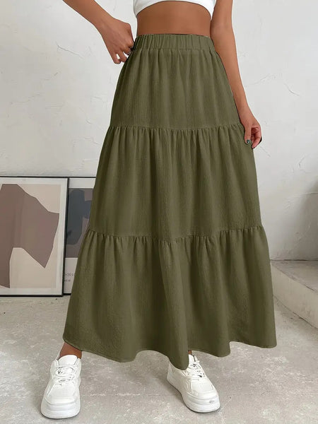 European And American Style Women Summer Bohemian Pleated Layered Long Skirt - happyshop365247