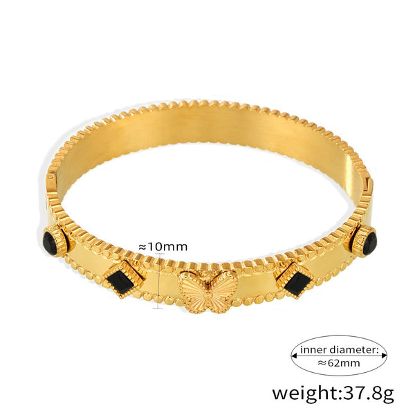18K gold butterfly with texture design exquisite high-end bracelet - happyshop365247