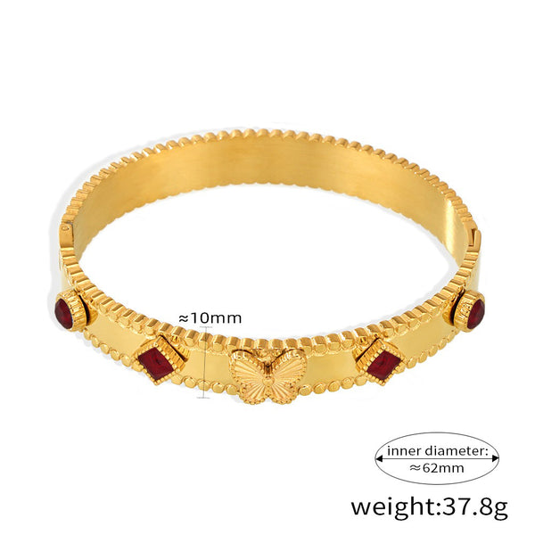 18K gold butterfly with texture design exquisite high-end bracelet - happyshop365247