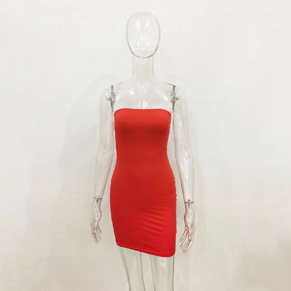 One-line Collar Hip Wrap Hundred Dresses For Women - happyshop365247