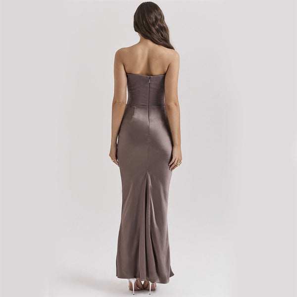 Slim Tube Top Long Dress Sexy Fashion Bandeau Backless Party Evening Dresses For Women Clothing - happyshop365247