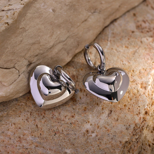 18K gold stylish simple heart-shaped earrings - happyshop365247