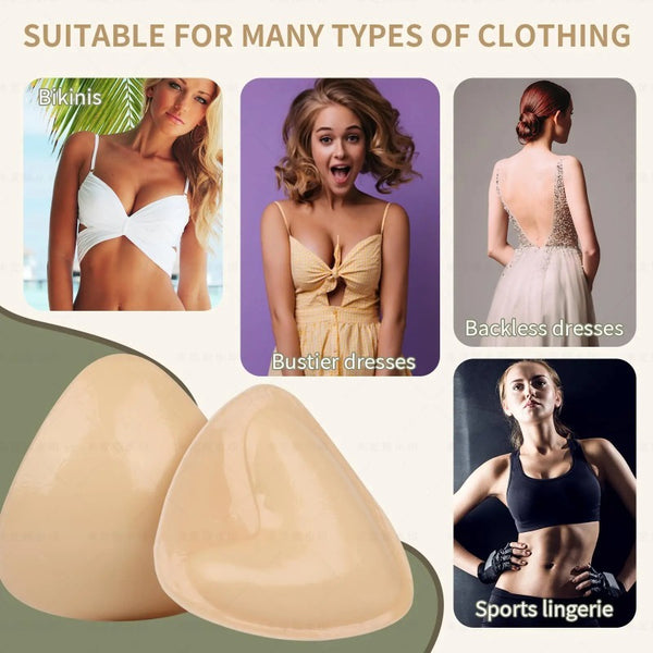 Double Sided Adhesive Sticky Bra Inserts Push Up Thick Sponge Breast Lift Pads Women Swimsuit Bikini Cup Enhancer - happyshop365247