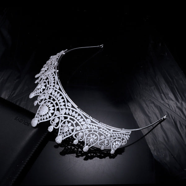 Tiara Micro-inlaid Zircon Crown Wedding Tiara - happyshop365247