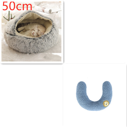 2 In 1 Dog And Cat Bed Pet Winter Bed Round Plush Warm Bed House Soft Long Plush Pets Bed Pet Products - happyshop365247