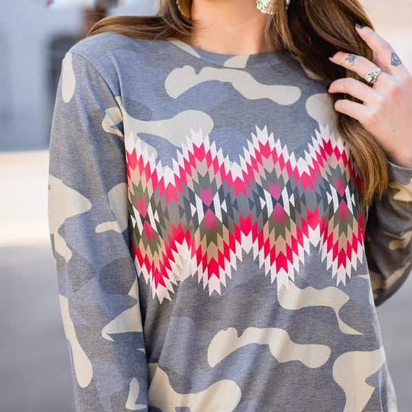 Leopard Print Pullover T-shirt For Women Fall - happyshop365247