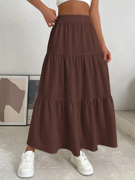 European And American Style Women Summer Bohemian Pleated Layered Long Skirt - happyshop365247