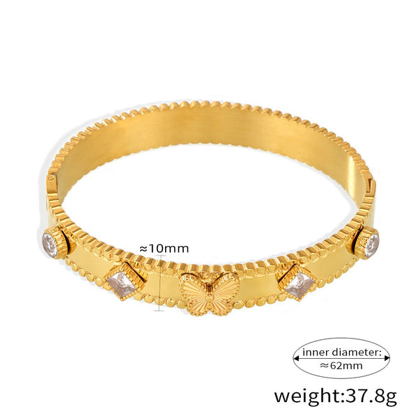 18K gold butterfly with texture design exquisite high-end bracelet - happyshop365247