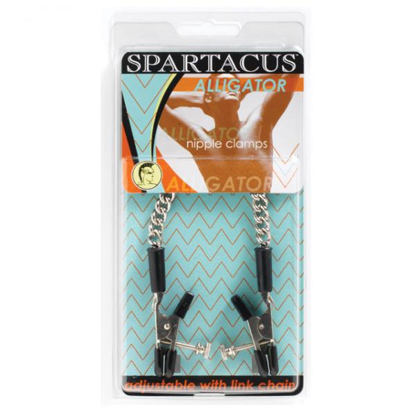 Spartacus Adjustable Nipple Clams With Curbed Chain Rubber Tipped - happyshop365247