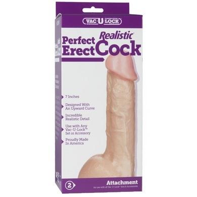 Vac-U-Lock 7in Realistic Perfect Erect Cock - Beige - happyshop365247