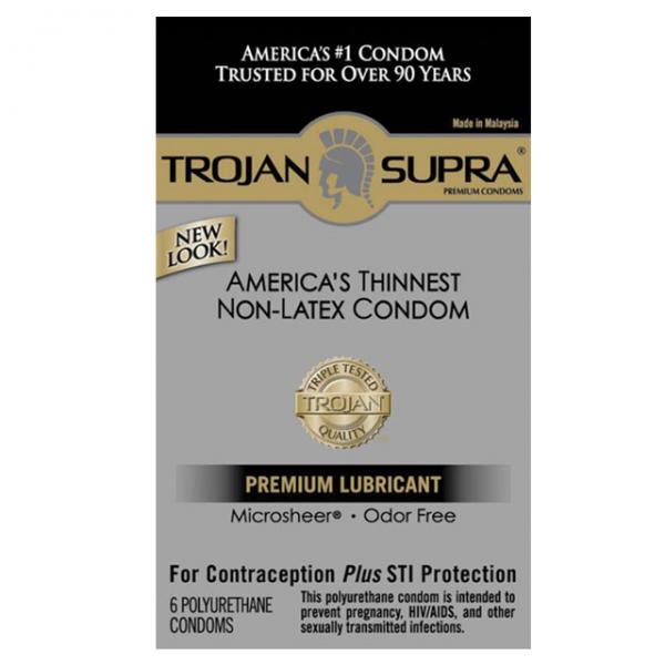 Trojan Supra Microsheer Polyurethane Condoms 6 Pack - happyshop365247