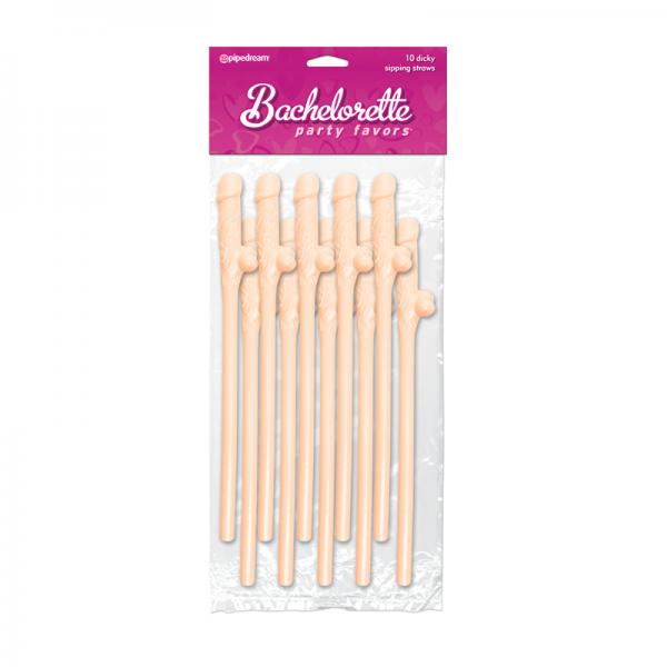 Bachelorette Party Favors Dicky Sipping Straws Beige 10pc. - happyshop365247
