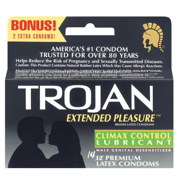 Trojan Extended Pleasure Condoms With Climax Control Lubricant - happyshop365247